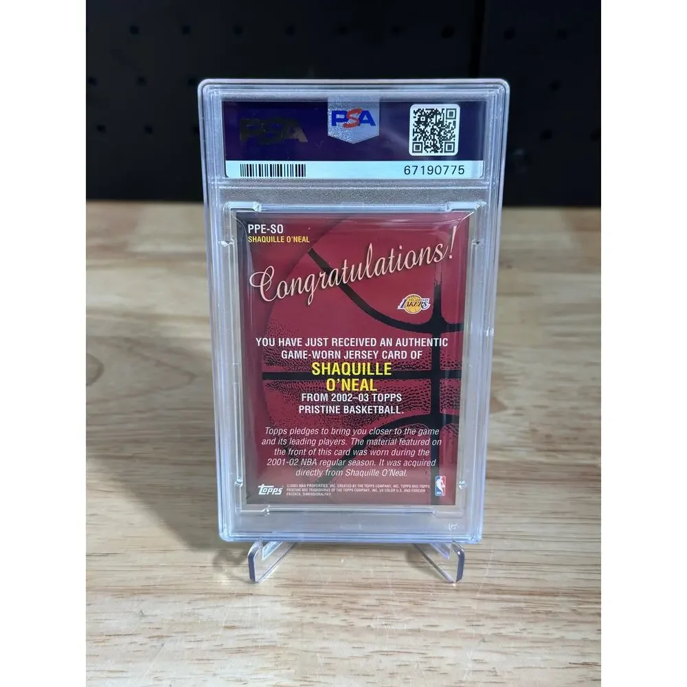 2002 Topps Pristine Shaquilla O'neal Pristine Performance GU Patch PSA 9